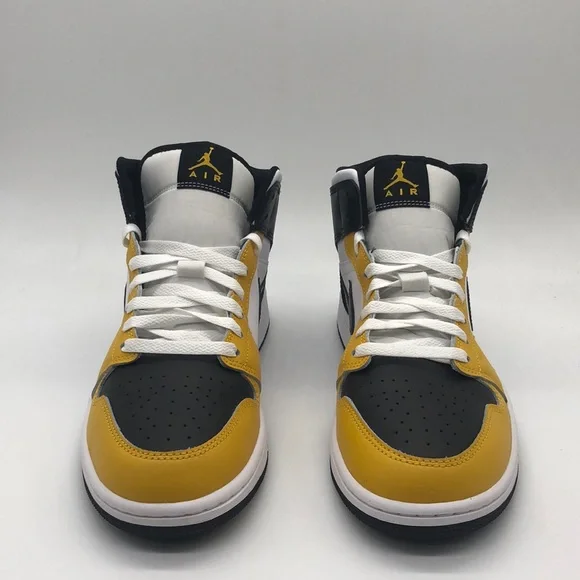 New Men's Nike Air Jordan Mid Shoes Yellow Ochre Black White